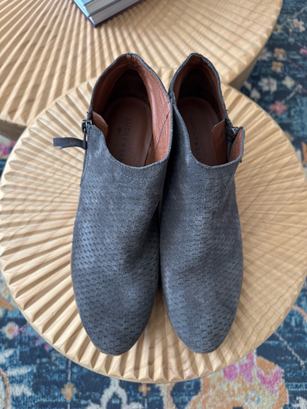 Lucky Brand Brielley Gray Suede Ankle Boots Size 10.5 - Picture 3 of 7